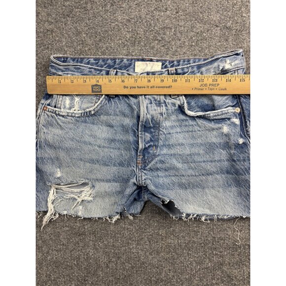 We The Free Denim Shorts Womens 27 Blue Distressed Cutoff Button Fly Raw Hem - Picture 4 of 7
